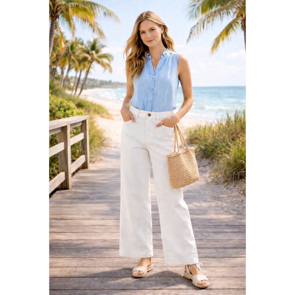 Draper James White Wide Leg Jeans | Size 29 | NWT Coastal Preppy Minimalist